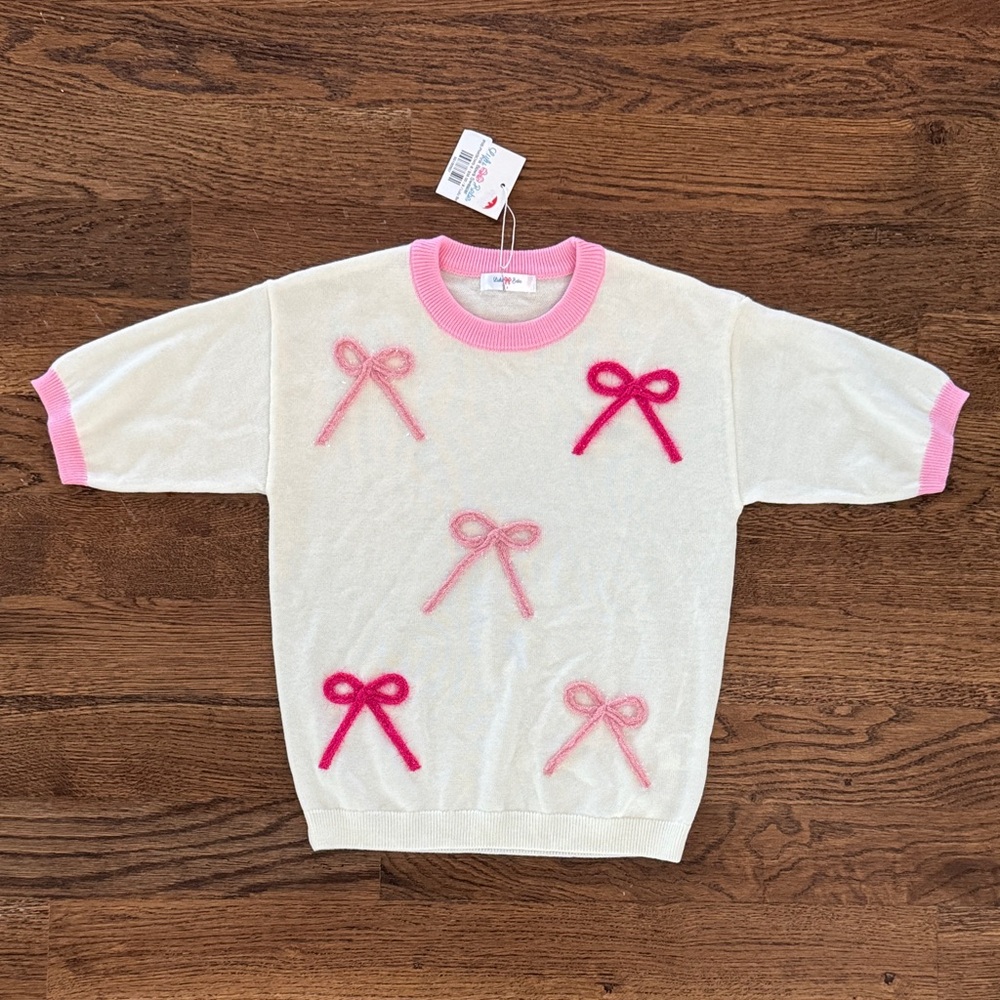 Lulu Bebe Pink Bow Sweater New With Tags